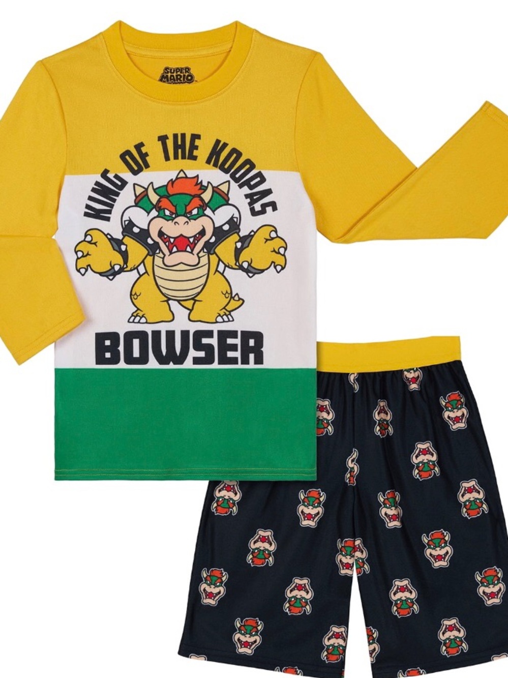 Super Mario Bowser Kids Pajama Set - Yellow, White, Green, Black